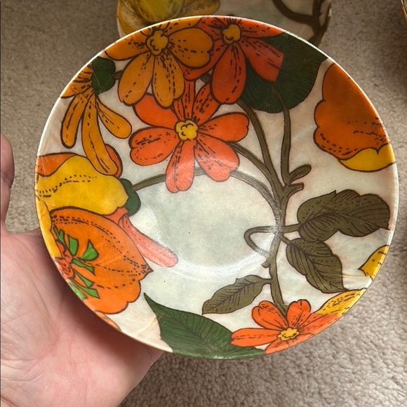 (4) Vintage 70s Mod Floral Papier-Mâché Bowls – Boho Hippie Decor India Style - Picture 3 of 10